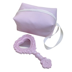 Bomboniera cresima specchio grande rosa beauty case